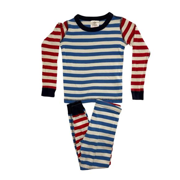 HANNA ANDERSSON Red Blue Mix It Up Long John Pajama Set Sz 6-7 120 Unisex Stripe - Picture 1 of 8